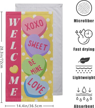 Різдвяні кухонні рушники Kwlegh, рушник для рук, різдвяна ялинка, цукерка-тростина, сніжинка, рушник для пальців, набір з 2 шт. , милий чоловічий банний рушник, високопоглинаючі рушники, 36 x (цукрові серця)