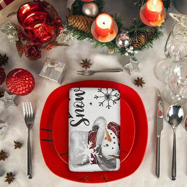 Набір з 2 різдвяних кухонних рушників Сніговик, Ялинки 43 x 66 см YAXZIM