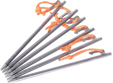 Сверхмощные высокопрочные колышки для кемпинга из титанового сплава для поездок на свежем воздухе, пеших прогулок, садоводства (6 шт. (М)), 6 Pack