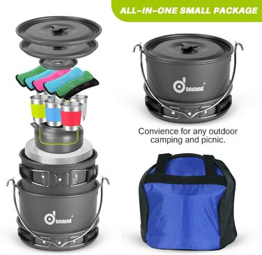 Набор посуды для кемпинга на 6 человек, нержавеющая сталь Odoland