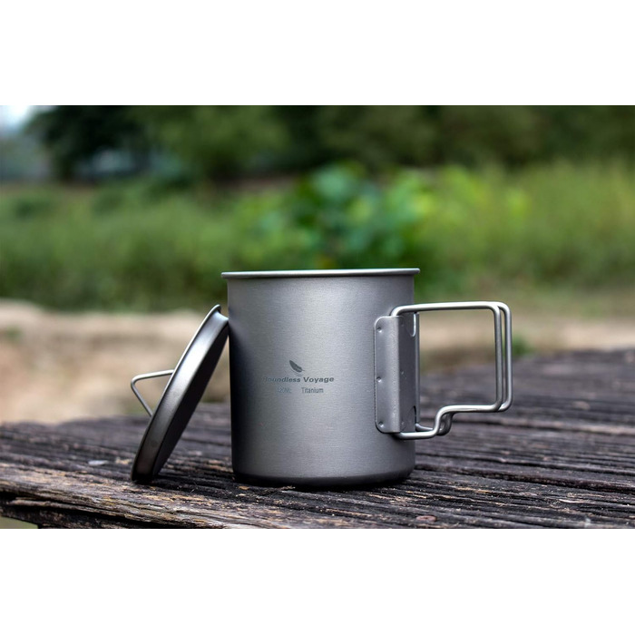 Мл Титанова кружка Кемпінгова кружка Відкритий чай Кава Дорожня кружка з кришкою та відкидною ручкою Легка кружка для води Чашка для пікніка Металевий посуд Ti3034D (чашка Ti3025d-420 мл з кришкою), 300