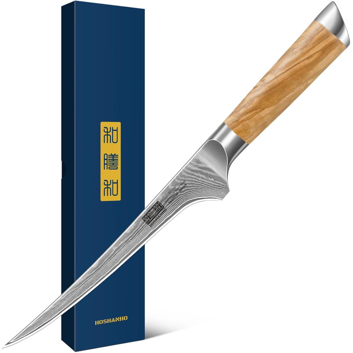Кухонний ніж HOSHANHO Damascus 20 см, 67 шарів Дамаська сталь Кухарський ніж, дуже гострий японський ніж з ергономічною оливковою ручкою