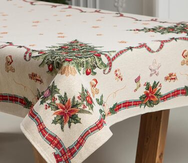 Дім різдвяної гобеленової різдвяної скатертини Скатертина на Різдво та Новий рік (Ялинка (Іскриста), 140x260 см)