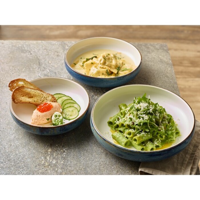 Тарілка глибока двокольорова Coupe 20хh 5 см, 900 мл, Terra Porcelain Aqua Blue, GenWare