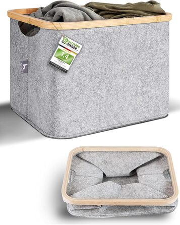 Кошики для зберігання, сумісні з IKEA Полиця KALLAX - Кошик для зберігання деревини Невеликий антрацит - Коробка для зберігання Полиця Кошик для зберігання - Паперовий ящик Кошик з фетру Складний кошик для білизни (40 л, фетр світло-сірий)