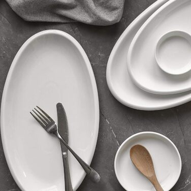 Тарілка овальна 35,6 см, набір 2 предмети, біла Dowan