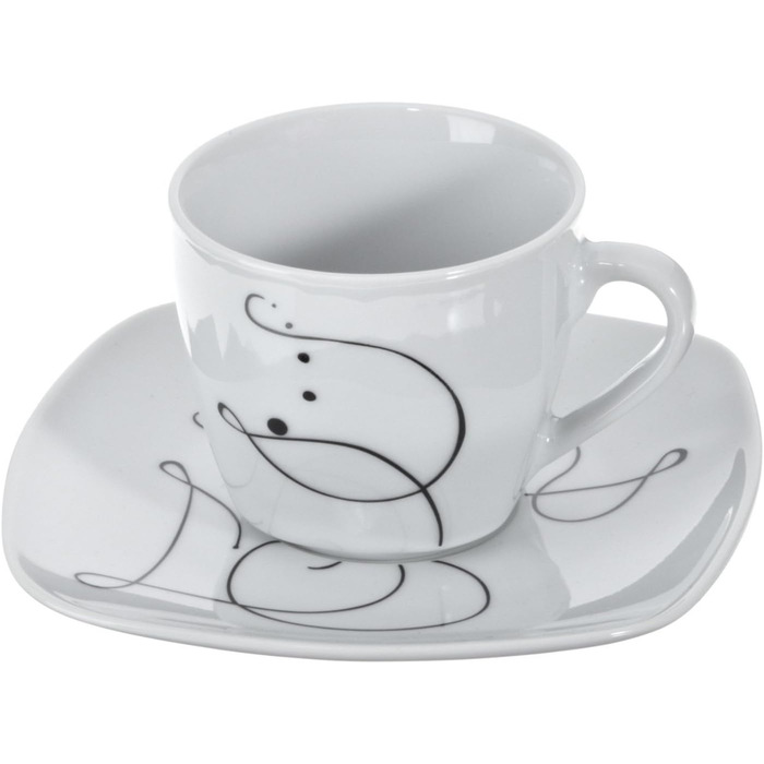 Серія Шансон, комбінований сервіз 30 предметів, порцеляновий набір посуду, на 6 персон, білий