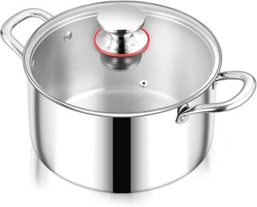 Каструля 3,3 л з нержавіючої сталі зі скляною кришкою 20 см Onader
