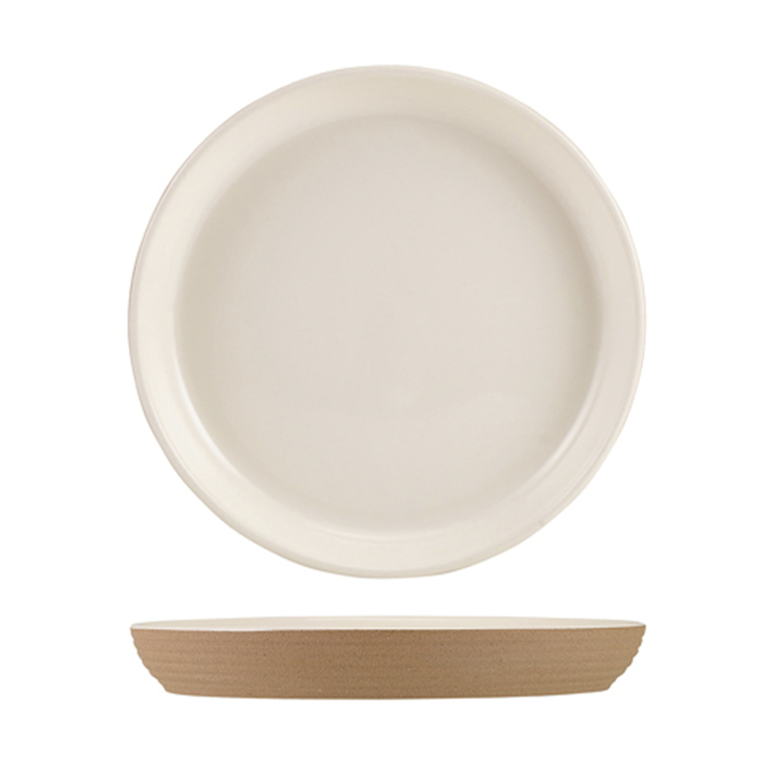 Тарілка 20*h 2.5 см см, Kava White Stoneware Ribbed, GenWare