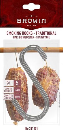 Набір гачків для коптильні з нержавіючої сталі 5 шт 14 см Browin