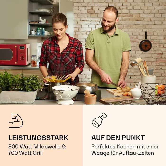 Мікрохвильова піч з грилем 3-в-1, 800 Вт, червоний Julieta Klarstein