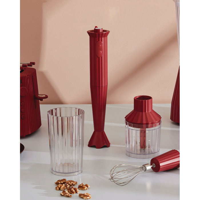 Блендер занурювальний з набором аксесуарів, 4 предмети червоний Plissé Alessi