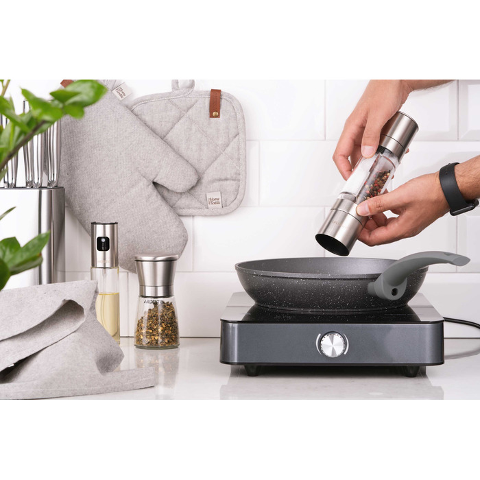 Мельница для соли и перца ARDESTO Gemini, 180 мл, стекло, нержавеющая сталь, прозрачная