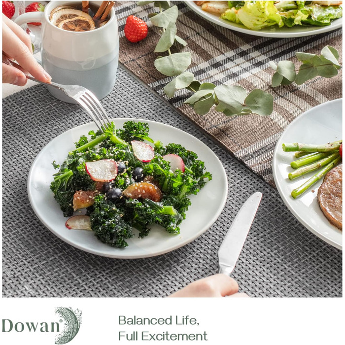 Керамические обеденные тарелки DOWAN 20,3 см, градиент, синие десертные тарелки, фарфоровые тарелки для закусок для салата, большие кухонные сервировочные тарелки, сейф для посудомоечной машины и микроволновой печи, 4 шт.