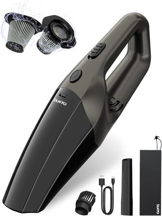 Ручний бездротовий пилосос з акумулятором 80 Вт чорно-коричневий TANYO