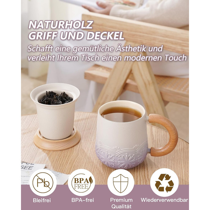 Чайная кружка с крышкой и ситечком, 420 мл Zens