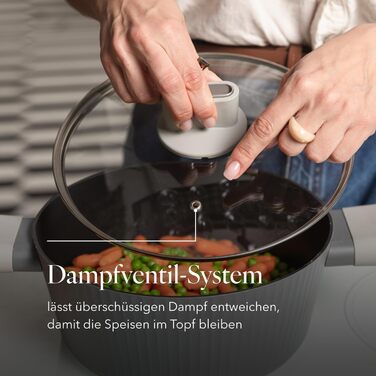 Алюмінієва каструля FLORINA 16 см 1,6 л Підходить для індукції Керамічне покриття, стійке до подряпин М&39яка ручка під дерево Термостійка Для всіх варильних поверхонь Легко миється (SERRANO, 6,1 л - 28 см)