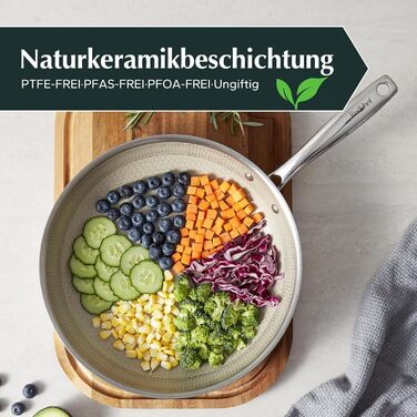 Набір каструль Redchef зі стільниковою структурою, кераміка, 3 предмети, сковорідка 24, 20, 28 см, індукційна каструля з нержавіючої сталі, набір каструль без PTFE, без PFAS, без PFOA, посудомийні машини, які можна мити в духовці