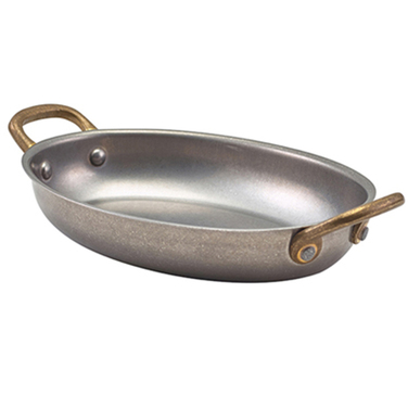Сковорода для подачи 18.5*13.5 см, 500 мл, овальная, металлическая, Vintage Steel, GenWare