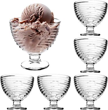 Десертні миски KADAX з основою, склянки для морозива, прозорі стаканчики для морозива, склянки для морозива, миски для морозива, десертні склянки для морозива, закусок, десертів та фруктів (квіткові, 6 шт.) (хвилясті, 6 шт.)