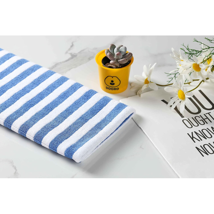 Набір з 8 кухонних рушників з мікрофібри, супервбираючих, мяких і товстих кухонних рушників, в клітинку з петлями для підвішування, 65 x 45 см, (синій)