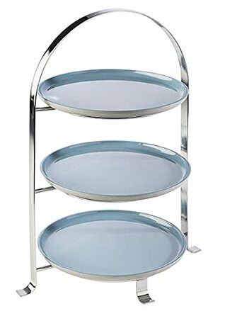 Стійка для сервірування APS високоякісна хромована металева підставка на 3 тарілки з максимальним Ø 27 см - загальна висота 43 см (тарілка в комплект не входить) 3 тарілки - Ø 27см