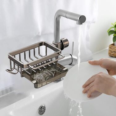 Тримач для губки для кухонного змішувача, сірий Generic