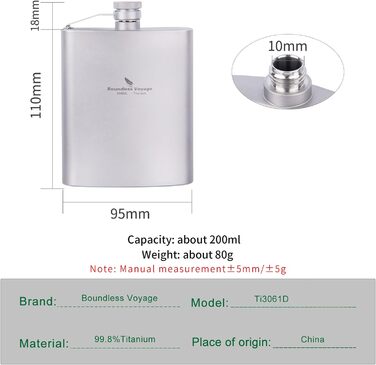 Портативная фляга для виски 200 мл. Boundless Voyage