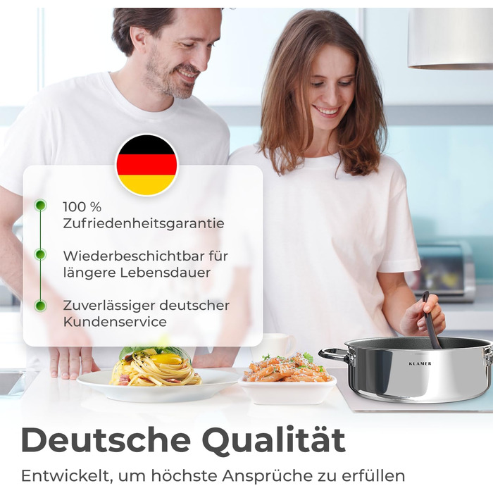 Кастрюля 28 см и сковорода сервировочная 28 см с крышкой, набор 3 предмета Klamer