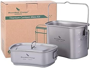Титановий посуд для кемпінгу 600 та 1500 мл iBasingo