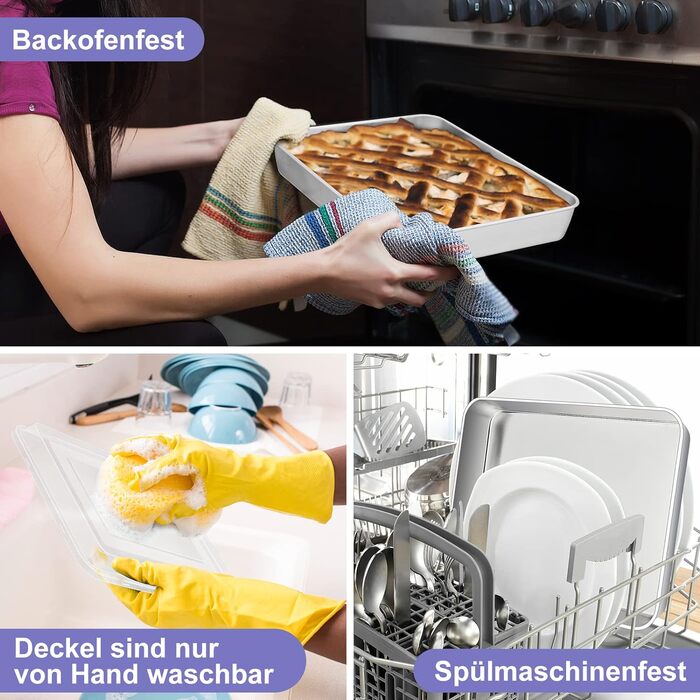 Форма для торта Herogo, глибоке деко з кришкою, 324x5 см, прямокутне деко з нержавіючої сталі Деко для випікання Жирна форма для випічки, ідеально підходить для лазаньї з тортом брауні, дзеркальне покриття та можна мити в посудомийній машині 31,5 x 24,5 x