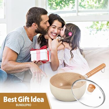 Сотейник 1,7 л зі скляною кришкою 19 см, бежевий BUNDLEPRO