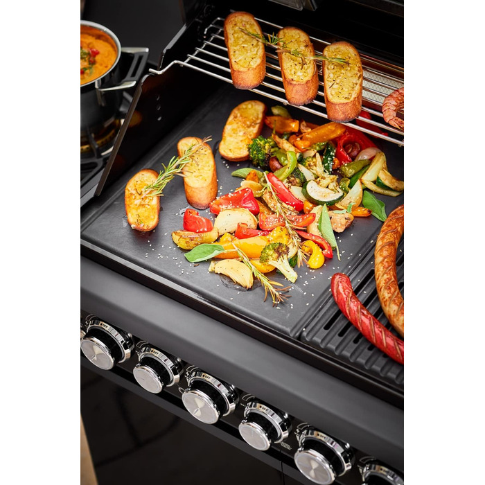 Високоякісна чавунна решітка для м&39яса та дрібних страв на грилі, брендування решітки, тарілку можна використовувати з обох боків, 45 x 24 см, для всіх моделей VIDERO з 2021 модельного року (MAGNUM G4)