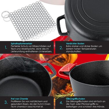 Чавунна каструля 4,8 л. і сковорода 1,8 л. чорний KESSER