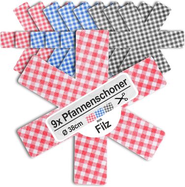 Набор из 9 фетровых подставок под горячее 38 см, синий/красный/черный Com-Four