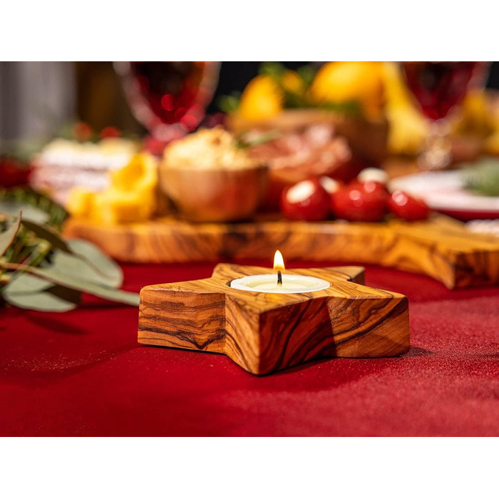 Високоякісні підсвічники в сільському стилі з ексклюзивного оливкового дерева Набір з 3 шт. - Ручна робота - Підсвічник до Дня Святого Валентина з дерева - Тримач для чайної свічки - Прикраса столу - Прикраса для дому (набір з 3 шт. )