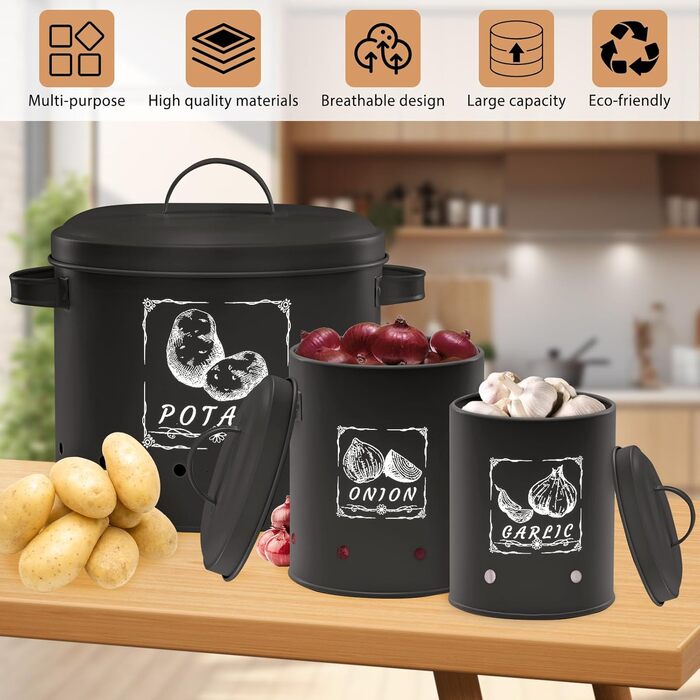 Ящик для зберігання з системою вентиляції 3 шт чорний Gigmeta