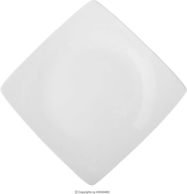 Консімо. Обідні тарілки на 6 персон - Набір з 6 тарілок - Посудомийні машини - Можна використовувати в мікрохвильовій печі - Набір керамічних тарілок - EPIRI Сучасна велика обідня тарілка - 25x25см - Black Matt (Білий)