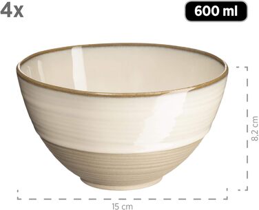 Набор винтажной посуды MSER серии 931818 Nottingham на 4 персоны, сервиз для завтрака из 12 предметов с неправильными круглыми формами в стиле ретро, керамогранит