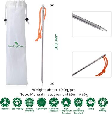 Титанові кілочки для намету довжиною 20 см 8 шт. Ti4006P iBasingo