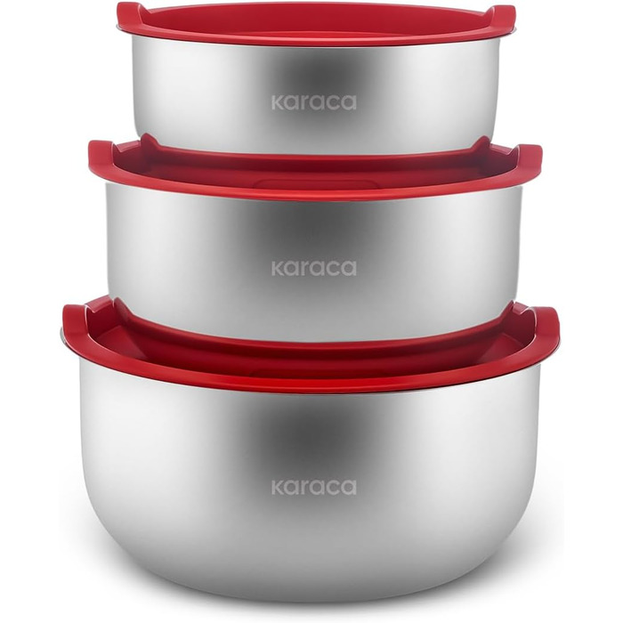 Набір індукційного посуду преміум-класу Karaca Emirgan з 8 предметів, сріблясто-червоний, міцний набір індукційного посуду, підходить для всіх типів плит, скляна кришка, каструлі та сковорідки, які можна мити в посудомийній машині (13 предметів - срібляст