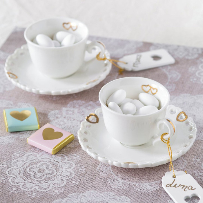 Набір чашок для кави з блюдцем La Porcellana Bianca VALENTINO ORO, порцеляна, 2 пр.