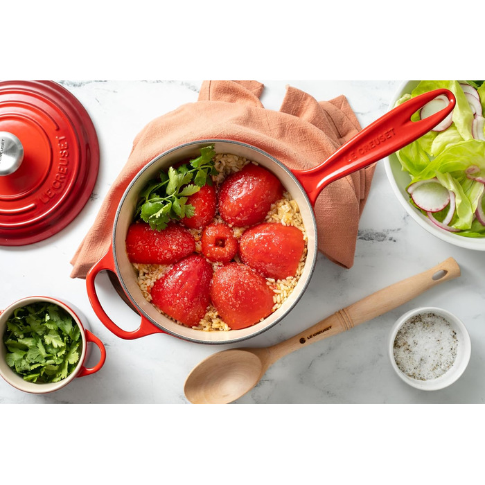 Чугунный сотейник Ø 16 см, 1,2 л с крышкой, вишнево-красный Signature Le Creuset