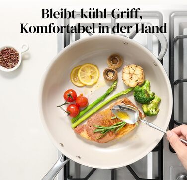 Сковорода с керамическим покрытием и стеклянной крышкой 28 см, синяя Redchef