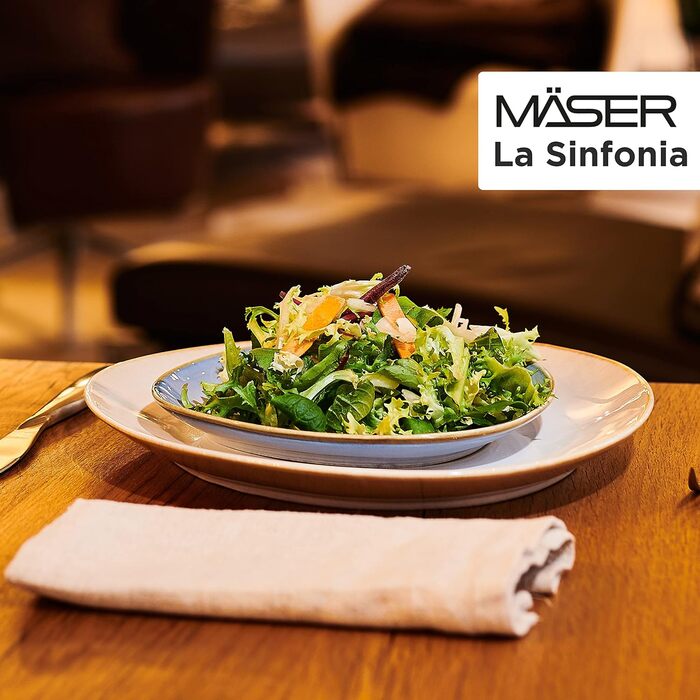 Сучасний набір посуду для 4 осіб з унікальною формою та градієнтом кольорів від бежевого до кремово-білого, комбінований сервіз із 16 предметів у вінтажному вигляді, комбінований сервіз керамограніту бежевий, 931991, La Sinfonia