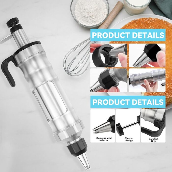 Шприц кондитерський з насадками для декору тортів і кексів, чорний Erzekrim