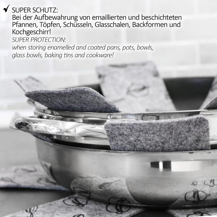 Набір з 9 фетрових підставок під гаряче 38 см, сірий/червоний/чорний Com-Four