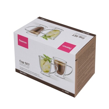 Набор из 2-х стаканов Fissman с двойными стенками 270 мл жаропрочное стекло (16497)