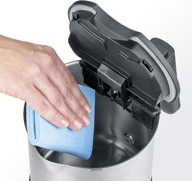 Чайник SEVERIN, мощный и компактный чайник из нержавеющей стали в высококачественном дизайне, электрический чайник с фильтром известкового налета, нержавеющая сталь/черный, WK 3409, (в комплекте с автоматическим тостером с длинными пазами)