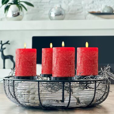 Набір із 4 свічок-стійок Brandsseller 7 x 10 см Однотонні та виготовлені з парафіну Сільські свічки з тривалим часом горіння Декоративні свічки для прикраси столу, Різдва та святкувань (7 x 14 см Набір із 4 шт. , червоні)